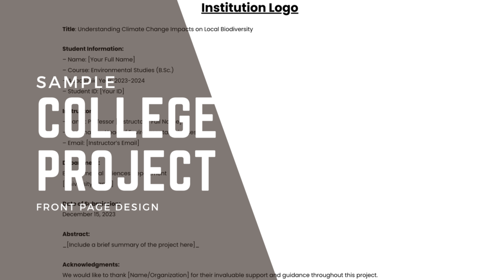 College project front page design sample