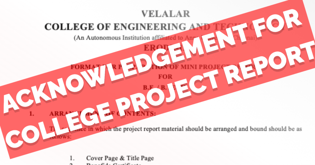 Acknowledgement for college project report