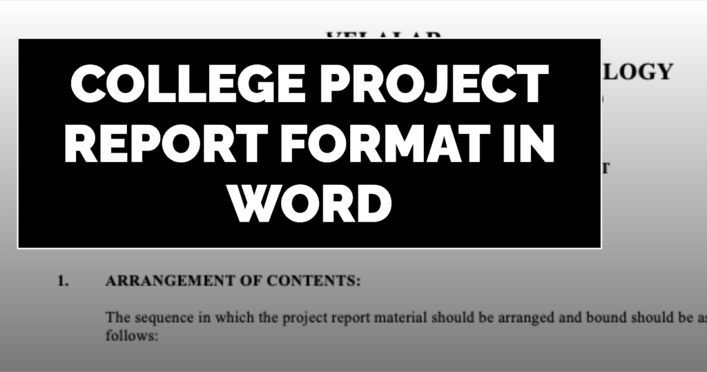 College Project Report Format in Word